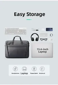 Vue intérieure du sac pour ordinateur 15,6 pouces avec rangement organisé des accessoires