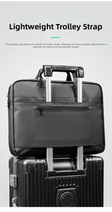 Vue arrière du sac d'ordinateur avec sangle de bagage pour fixation sur valise trolley