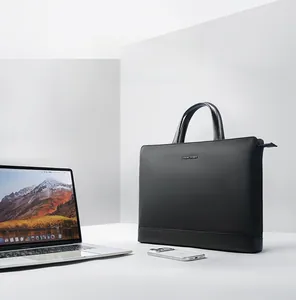 Detail of laptop bag with specialized padded compartment for 15.6 inch notebook protection