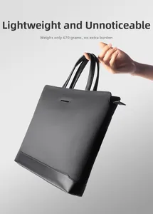 Minimalist black business laptop bag weighing only 670g for lightweight commute
