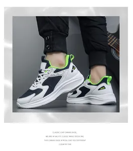 Detail view of large size men's mesh sneakers featuring white blue and neon green colors