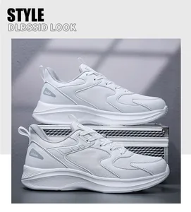 Detail of white mesh sneakers with JGAK logo on a metallic case with a grey background
