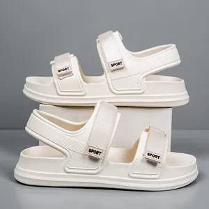 Off-white sporty EVA platform sandals with adjustable hook-and-loop straps and heel support