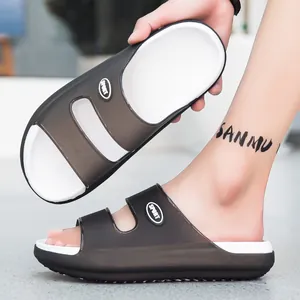 Detail of dual-strap EVA slides featuring the SPORT logo and non-slip thick soles