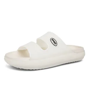 Luminous off-white EVA slippers with thick sole and SPORT logo on side straps