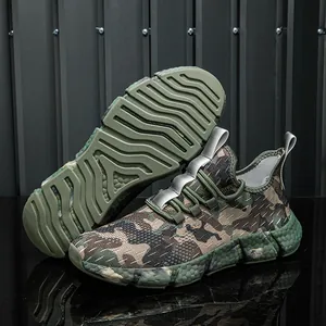 Détails de chaussures de course camouflage avec mesh respirant et semelle antidérapante