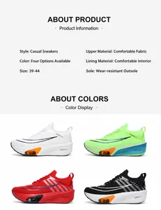 Graphique détaillé des chaussures de course respirantes avec semelles amorties en 4 coloris