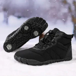 Waterproof outdoor winter snow boots with fleece lining and anti-slip rubber soles for couples