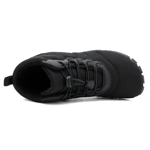 Waterproof barefoot snow boots with warm fur lining and elastic lacing for winter outdoors