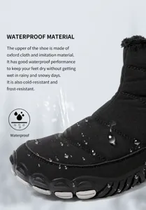 Close-up of waterproof Oxford cloth surface with water droplets on winter snow boots