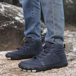 Waterproof winter snow boots with warm faux fur lining and non-slip rubber soles for men
