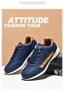 Detaillierte Makroansicht der blauen Lederstruktur und gelben Akzente auf dem Herren-Sneaker
