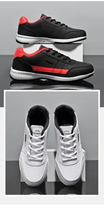 Detailansicht wasserfester Leder-Sneaker für Herren mit Fashion-Logo und rutschfester Sohle