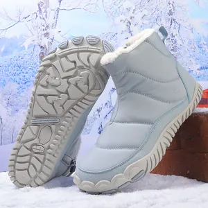 Detail of light blue waterproof winter boot with warm fleece lining and anti-slip sole