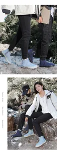 Outdoor snow boots featuring waterproof fabric and thick warm fleece lining detail