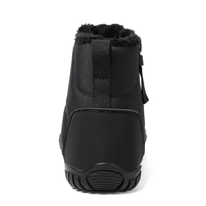 Rear view of waterproof winter snow boots with warm faux fur lining and anti-slip sole