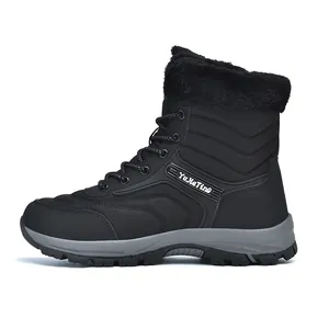 Waterproof winter snow boots with warm faux fur lining and anti-slip thick rubber soles