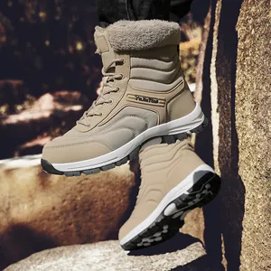 Unisex Winter Schneestiefel Mittelhoher Schaft Kunstpelz Futter Warm Wasserabweisend Outdoor Wanderschuhe Rutschfest Dicke Sohle Schnürschuhe