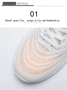 Macro detail of breathable fly-knit mesh and orange gradient texture on running shoes