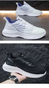 Close-up of lightweight breathable fly-knit men's sneakers with wavy textured uppers