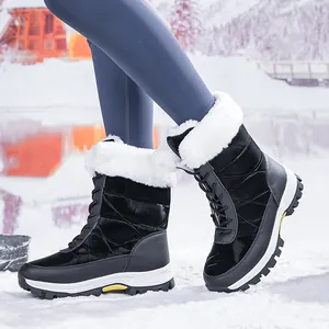 Wasserdichte Schneestiefel mit gestepptem Nylon, Kunstfellfutter und rutschfester Sohle