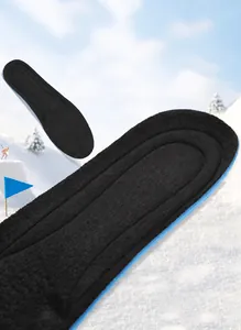 Detail of warm winter insoles made with supercritical EVA and thick thermal wool fleece