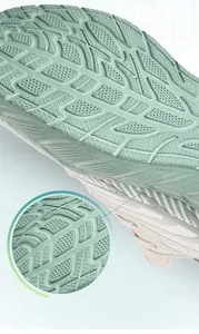 Macro shot of durable rubber outsole with leaf-pattern grip for men sports shoes