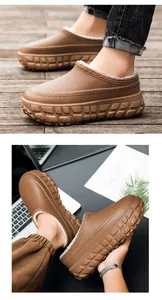 Details der wasserfesten Winterschuhe mit dicker EVA-Sohle und warmem Fleecefutter