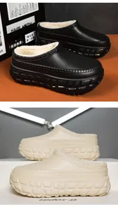 Details von wasserdichten EVA-Winterslippern mit dickem Fleecefutter und 5cm Plateausohle