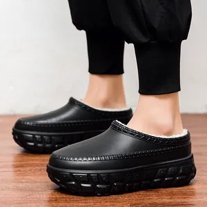 Unisex Winter Wasserdicht EVA Plüsch Hausschuhe Warm Kunstpelz Gefüttert Dicke Sohle Clogs Damen Herren Hausschuhe