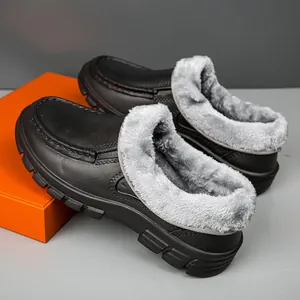 Detail showing plush lining and anti-slip rubber sole of men's winter leather loafers