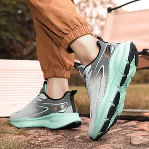 Men's winter running shoes with mint green cushion sole and 23 RUNNING textile upper