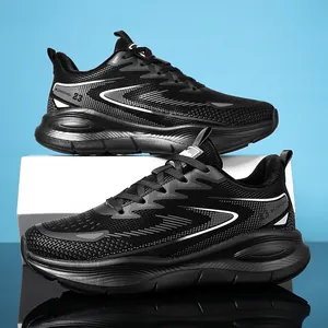 Men's black winter running shoes with thermal cashmere lining and durable mesh upper