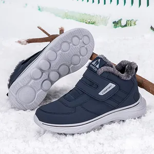 Bottes de neige imperméables pour hommes avec doublure peluche et semelle antidérapante