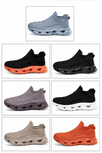 Detailed overview of mesh slip-on sneakers in seven colorways with wavy cushioned soles