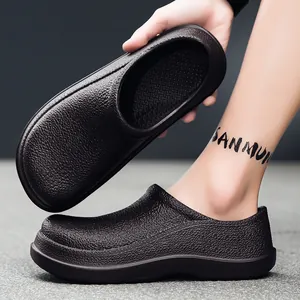 Waterproof non-slip chef shoes for men in black EVA material for kitchen and hospital work