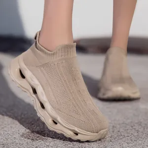 Breathable Mesh Knit Sock Sneakers For Men Women Lightweight Hollow Thick Sole Casual Walking Shoes Slip On Fashion Athletic Sneakers