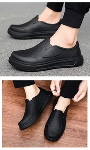 Detailansicht wasserdichter schwarzer Kochschuhe mit rutschfester Sohle für Herren