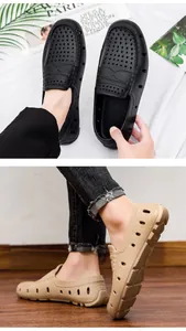 Detailed view of breathable hole pattern and slip-resistant sole on casual summer clogs
