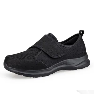 Scarpe da camminata traspiranti in mesh nero per uomo e donna con chiusura a velcro