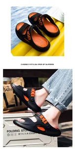 Details von Herren-Sportsandalen in Schwarz-Orange mit verstellbarer Schnalle und EVA-Sohle