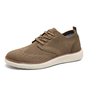 Atmungsaktive Herren Mesh-Walkingschuhe in Braun mit gedämpfter weißer Gummisohle