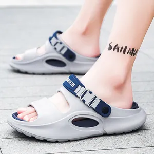 Grau-blaue Sport-Sandalen mit dicker EVA-Sohle und atmungsaktivem Design für Freizeit