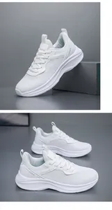 Macro view of white breathable mesh sneakers with JGAK logo and thick cushioned soles