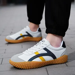 Vintage Unisex Casual Sneakers Gespleißtes Leder Wildleder Patchwork Rutschfeste Körnige Gummisohle Low Top Sportschuhe Für Herren Damen