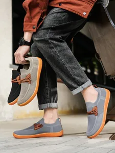 Breathable knit mesh men's shoes with thick orange rubber soles in multiple colors