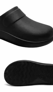 Detail showing non-slip wave sole and scratch-resistant matte texture of chef shoes
