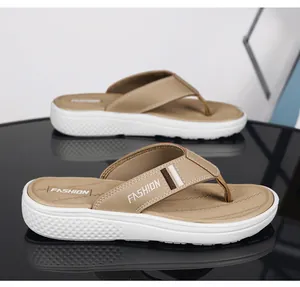 Détails de tongs kaki pour hommes avec semelles épaisses antidérapantes de qualité