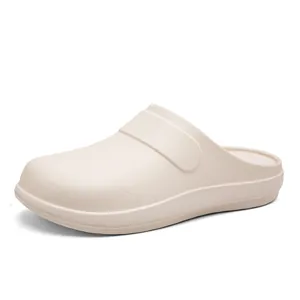 Lightweight cream white EVA chef shoes with slip-resistant thick sole for kitchen work