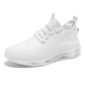 Scarpe sportive bianche in mesh traspirante con suola spessa ammortizzata per corsa casual